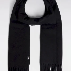Écharpe frangée en laine vierge noire