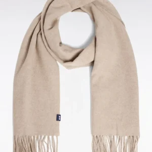 Écharpe frangée en laine vierge beige