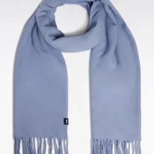 Écharpe frangée en laine vierge ciel