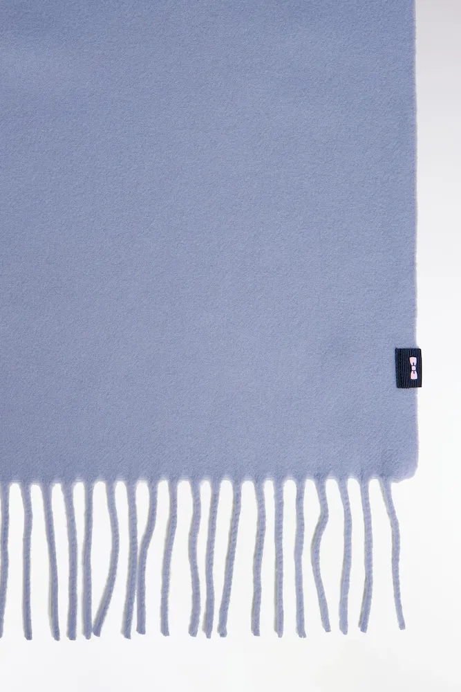 Écharpe Frangée En Laine Vierge Ciel
