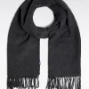 Écharpe frangée en laine vierge grise