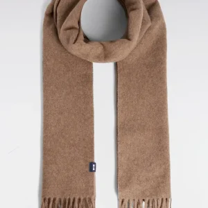 Écharpe frangée en laine vierge marron