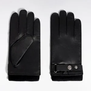 Gants en cuir noirs