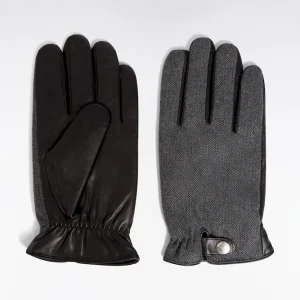 Gants cuir et chevrons noirs