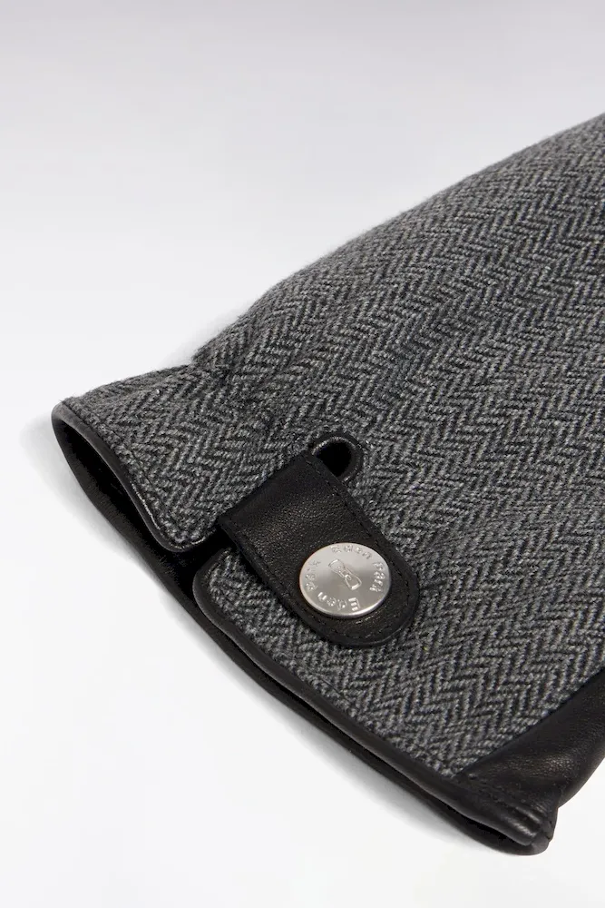 Gants Cuir Et Chevrons Noirs