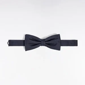 Nœud papillon en soie marine à micro-motifs nœuds papillon bleus