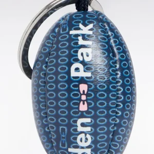 Porte-clés ballon de rugby à micro-motifs marine