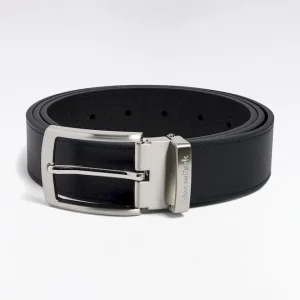 Coffret ceinture en cuir réversible et boucles en métal argenté