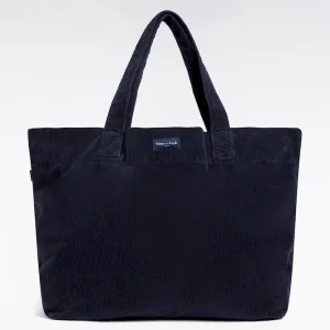 Sac cabas en velours côtelé marine