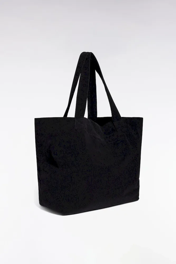 Sac cabas en velours côtelé noir – Bild 2