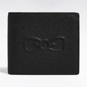 Portefeuille format italien en cuir grainé noir