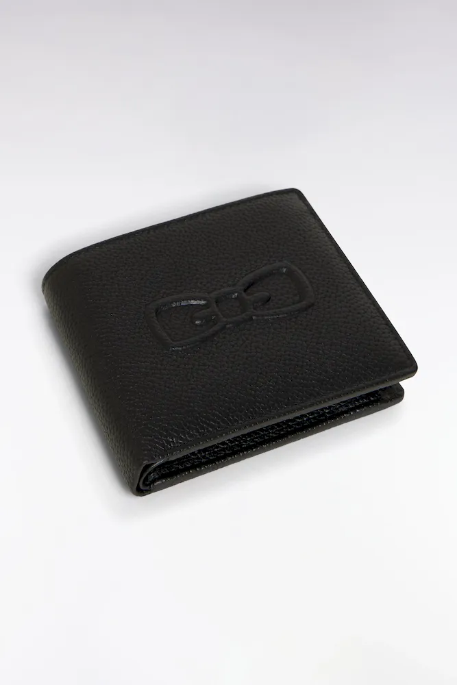 Portefeuille Format Italien En Cuir Grainé Noir