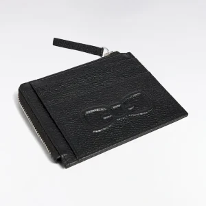 Alternative view of Porte-cartes zippé en cuir grainé noir