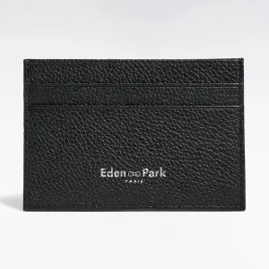 Porte-cartes en cuir grainé noir