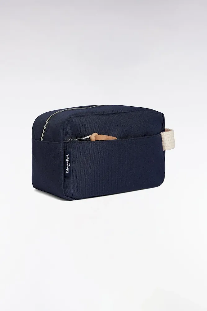 Trousse De Toilette En Toile Marine Broderie Nœud Papillon