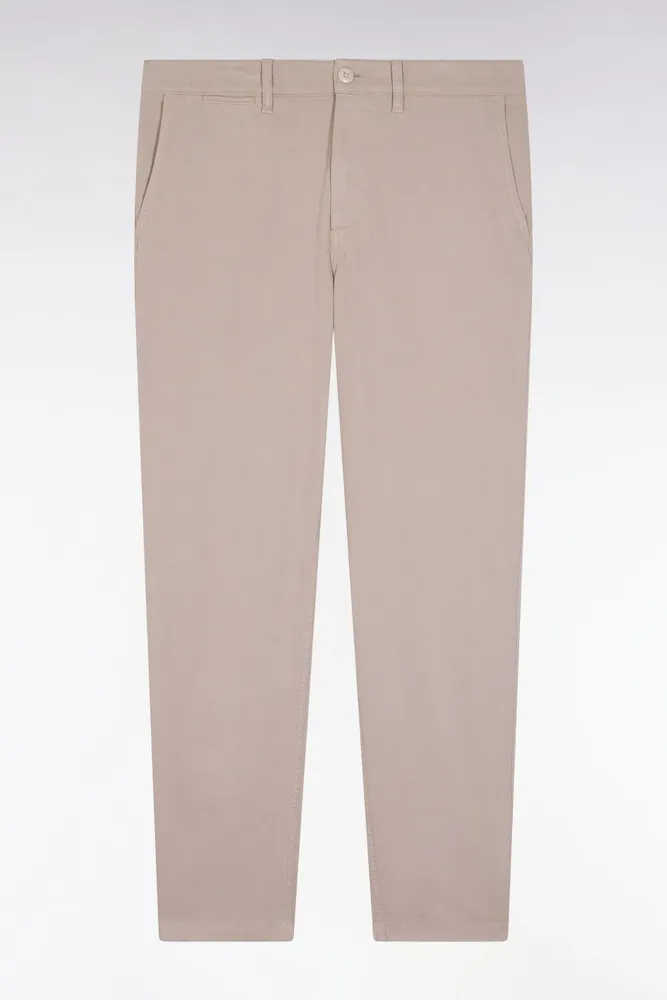 Pantalon Chino Sans Plis En Coton Stretch Beige Clair