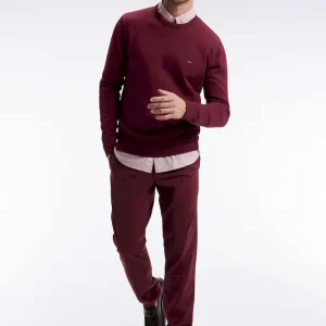 Pantalon chino sans plis en coton stretch bordeaux