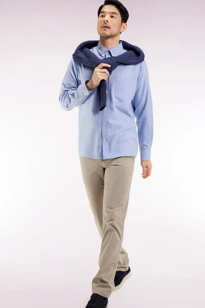 Pantalon chino sans plis en coton stretch beige