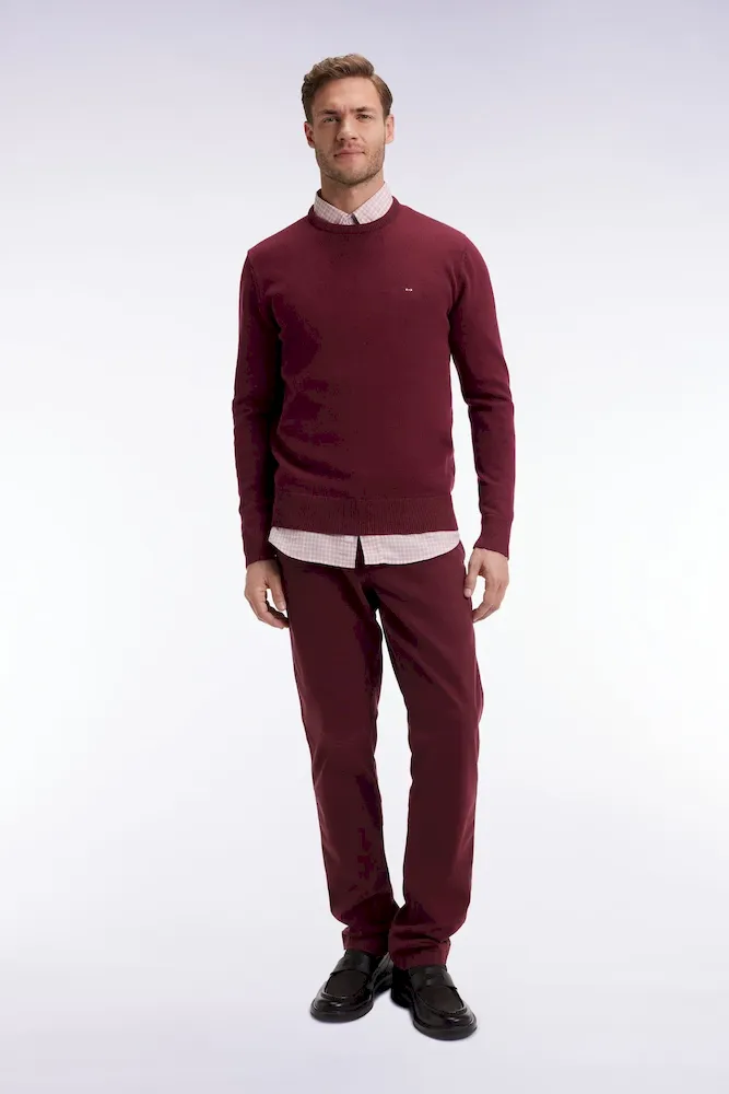 Pantalon chino sans plis en coton stretch bordeaux – Bild 3