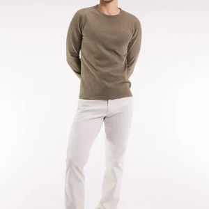 Pantalon chino sans plis en coton stretch écru