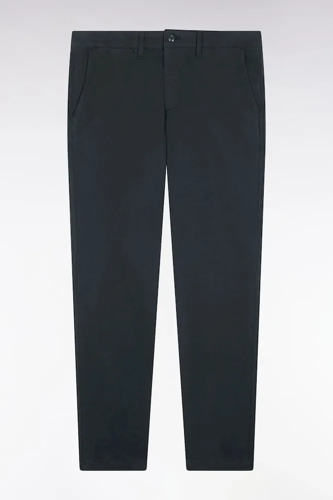 Pantalon Chino Sans Plis En Coton Stretch Vert Bouteille