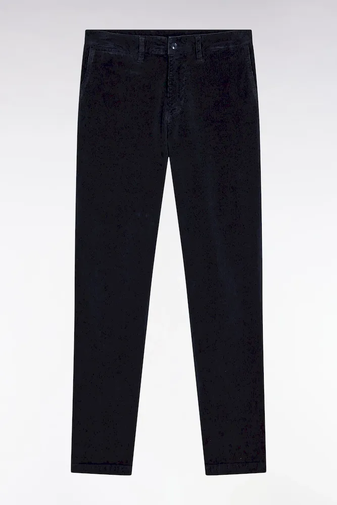 Pantalon Chino Sans Plis En Velours Stretch Marine