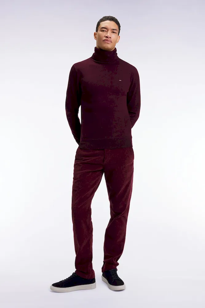 Pantalon chino sans plis en velours stretch bordeaux – Bild 3