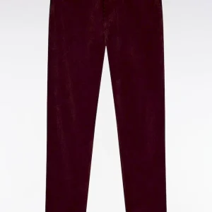 Alternative view of Pantalon chino sans plis en velours stretch bordeaux