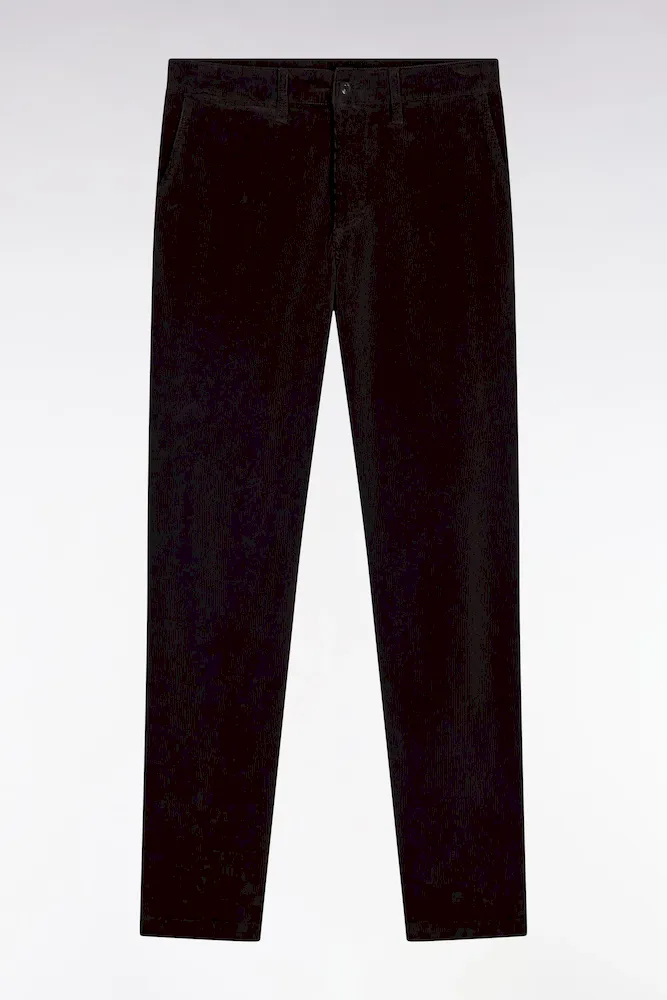 Pantalon Chino Sans Plis En Velours Stretch Marron Foncé