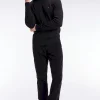 Pantalon chino sans plis en velours stretch noir