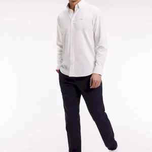 Pantalon chino sans plis en coton piqué stretch marine
