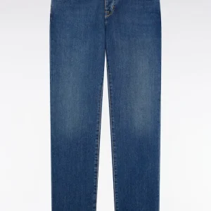 Alternative view of Jean 5 poches en denim stretch de coton Pima bleu coupe Slim