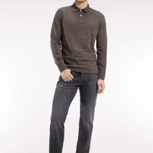 Jean 5 poches en denim stretch mélangé gris délavé coupe Regular