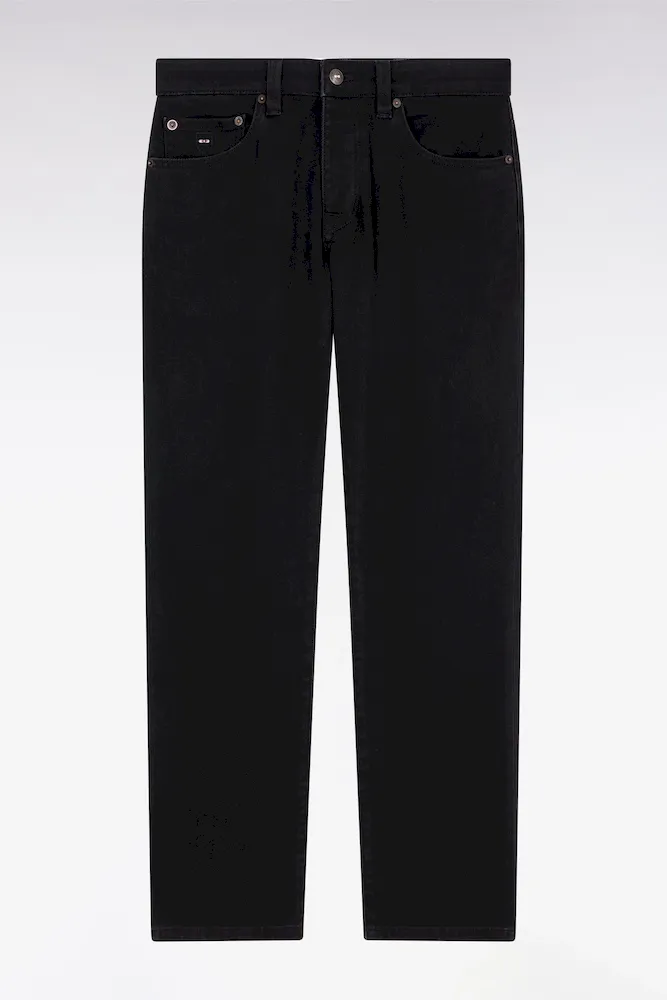 Jean 5 Poches En Denim Stretch Mélangé Noir Coupe Regular