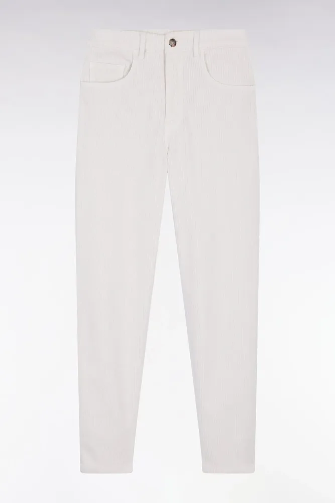 Pantalon 5 Poches En Velours Côtelé écru