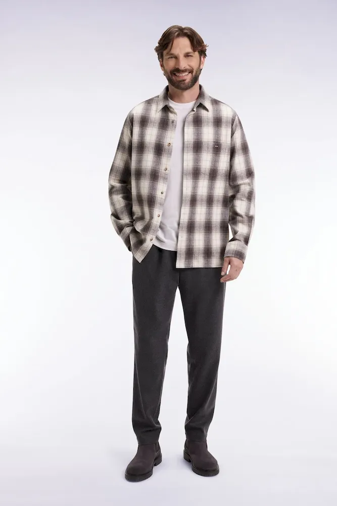 Pantalon à taille élastique gris chiné coupe Modern