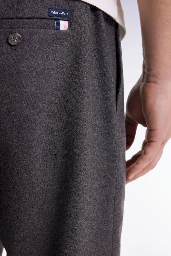 Pantalon à taille élastique gris chiné coupe Modern – Bild 4