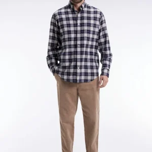 Pantalon taille élastique en velours côtelé beige coupe Modern