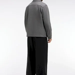 Alternative view of Pantalon large à pinces avec laine et cachemire anthracite