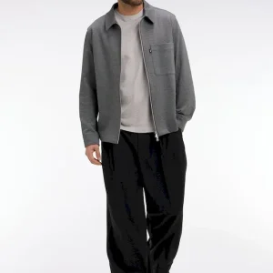 Pantalon large à pinces avec laine et cachemire anthracite