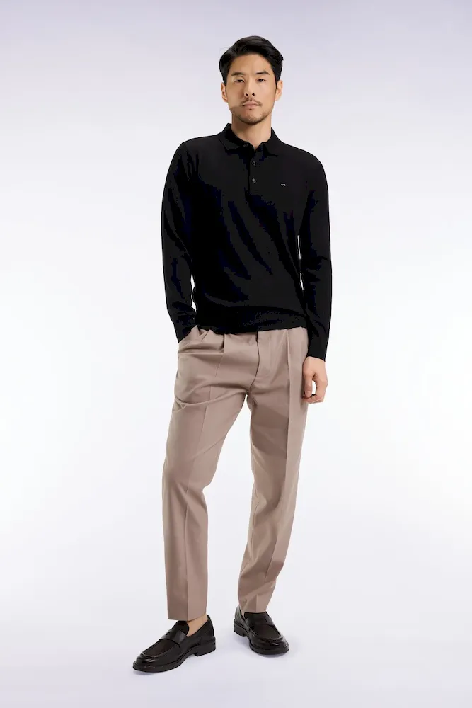 Pantalon à taille élastiquée beige coupe Modern