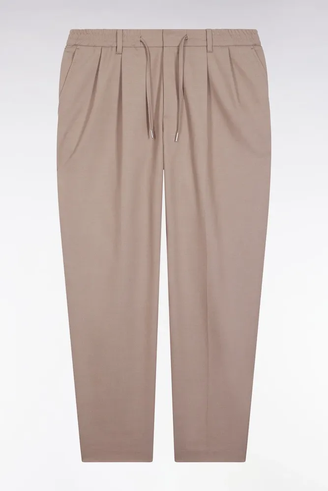 Pantalon à Taille élastiquée Beige Coupe Modern
