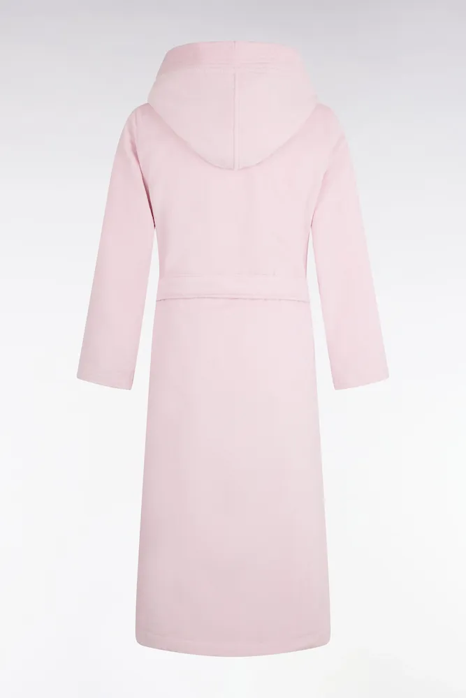 Peignoir à capuche en coton éponge mélangé rose – Bild 3