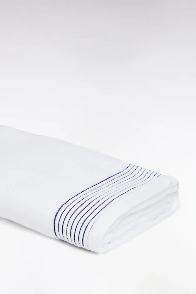 Drap de bain en coton éponge blanc – Bild 3