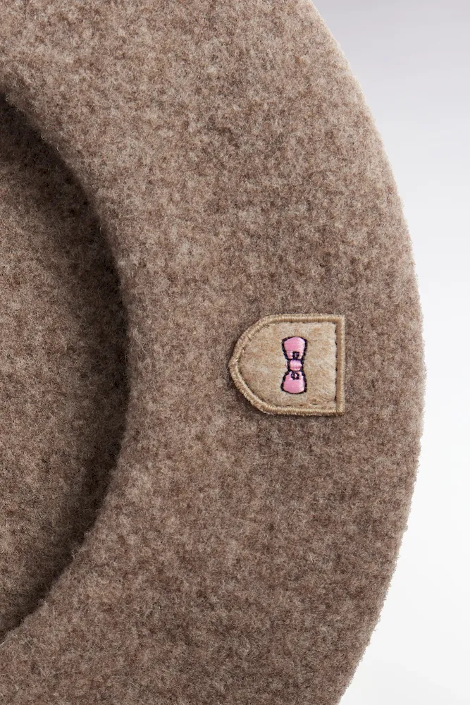 Béret Uni En Laine Vierge Beige