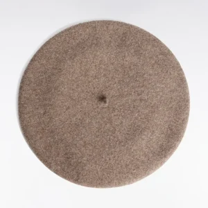 Béret uni en laine vierge beige