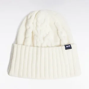Bonnet en maille torsadé écru