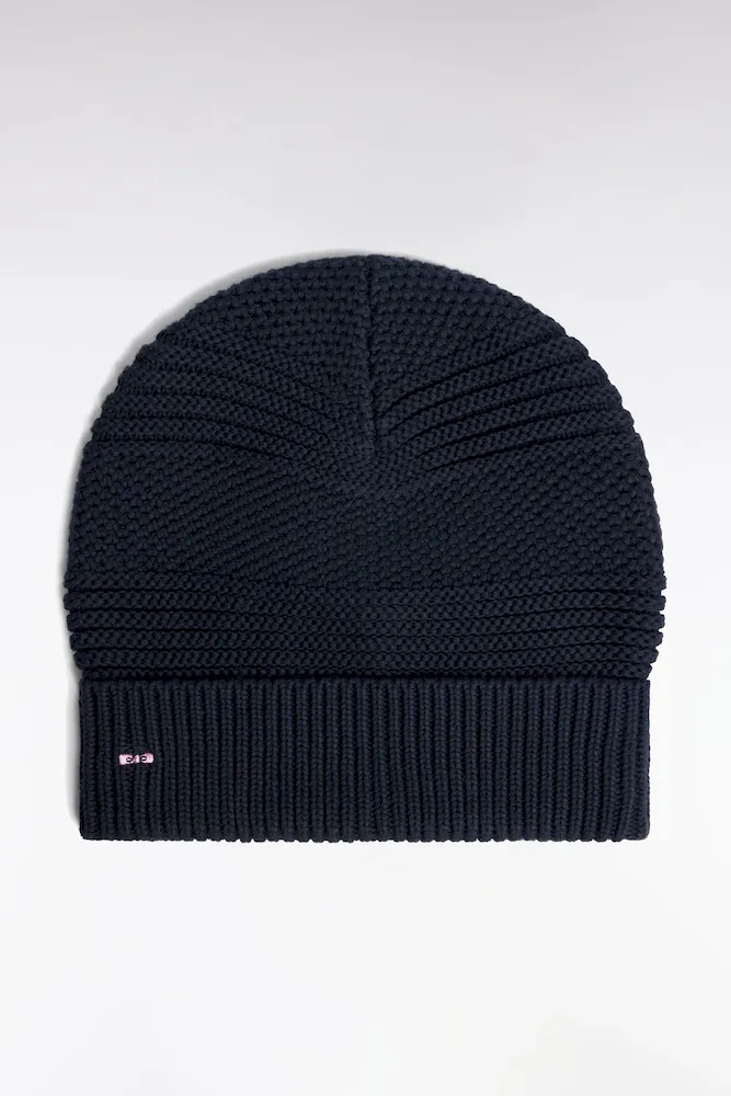 Bonnet en maille coton fantaisie marine