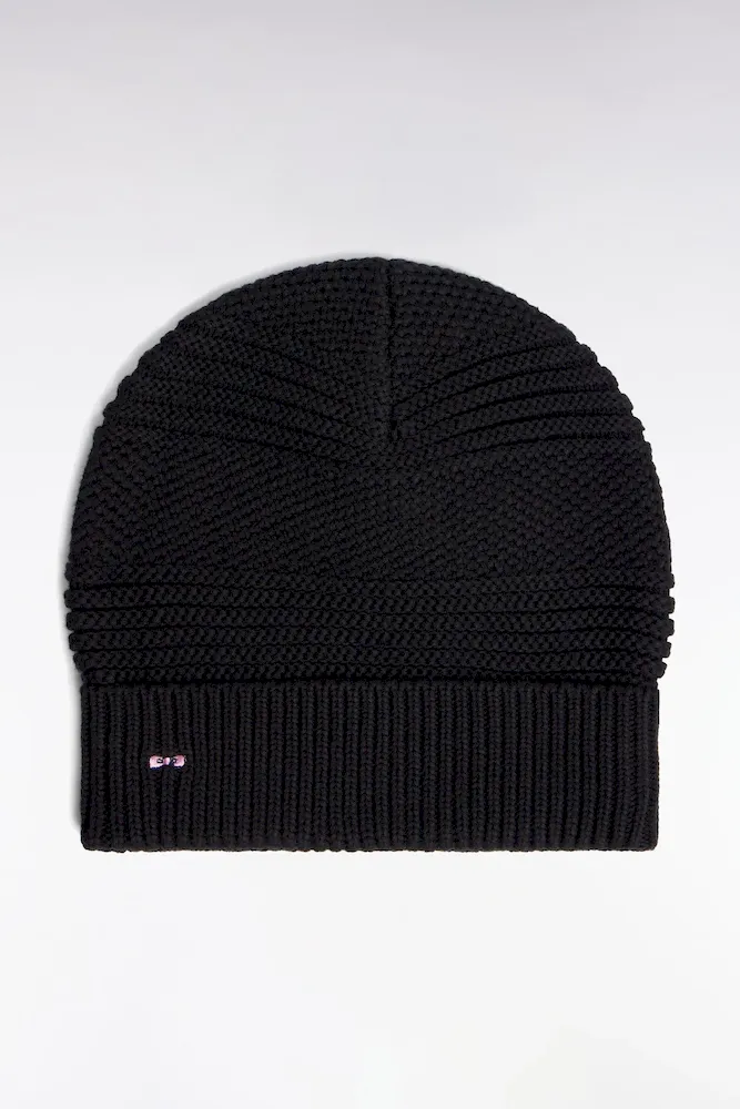 Bonnet en maille coton fantaisie noir
