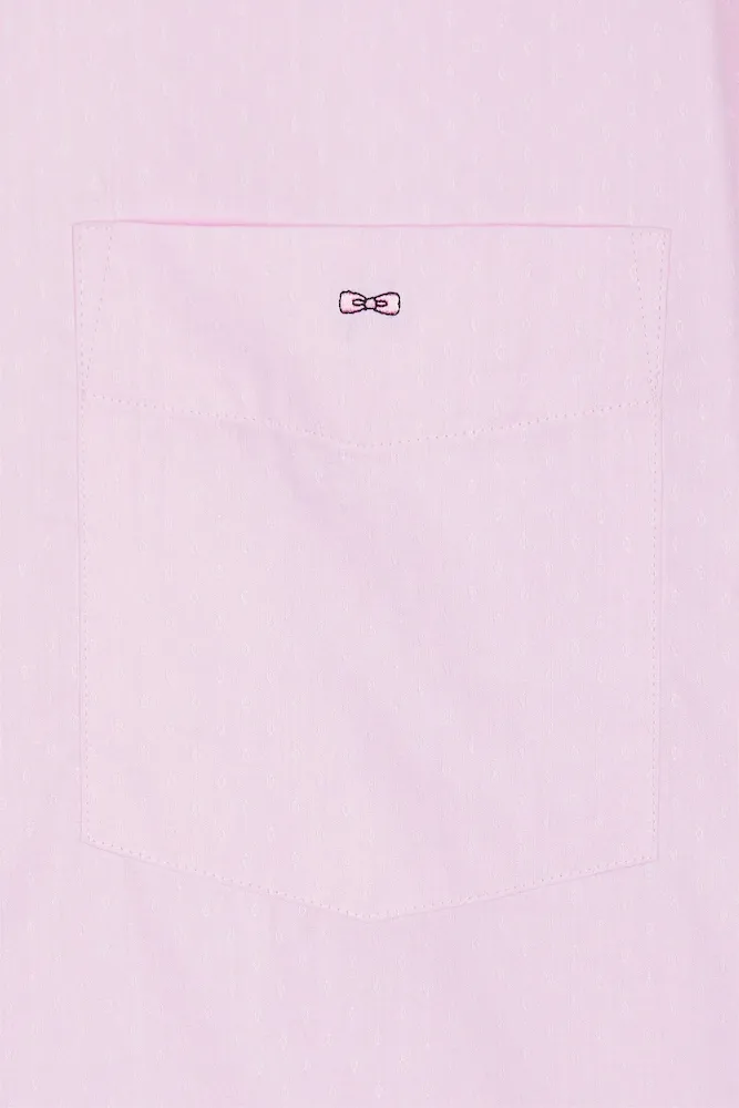 Chemise à Manches Courtes Rose Coupe Droite